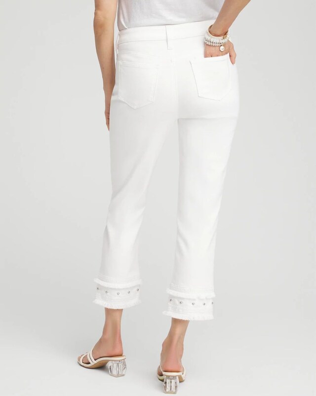 No Stain Embellished Girlfriend Cropped Jeans - image 3